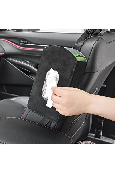 TERRIFI Premium Suede Leather Car Seat Organizer with Tissue Holder Compatibl...