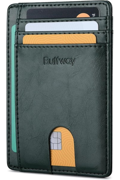 Buffway محفظة رجالية نحيفة مزودة بتقنية حجب RFID، محفظة جلدية صغيرة للرجال مع...