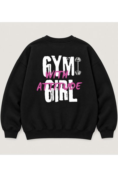 Vordevia Gym Girl with Attitude Back Printed Cotton 3 Thread Threaded Crew Ne...