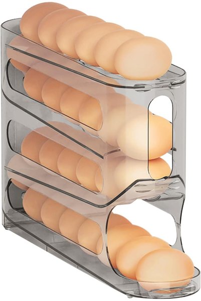 Generic حامل بيض للثلاجة، منظم بيض بـ 4 طبقات، موزع بيض أوتوماتيكي دوار للثلا...