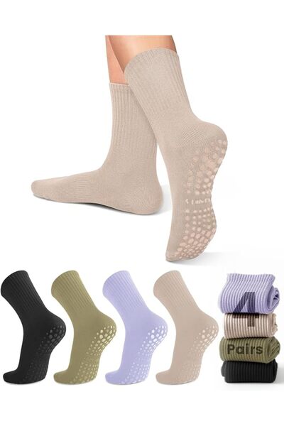 GENERAL yeuG Non Slip Pilates Socks with Grips for Women, Grip Socks for Yoga...