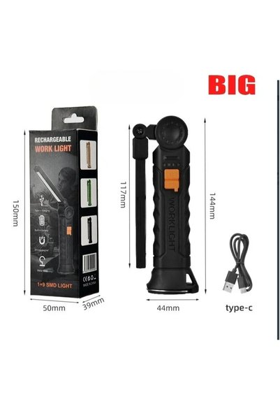 Choice مصباح عمل LED محمول COB بقوة 800 لومن، مصباح مغناطيسي قابل للشحن عبر U...