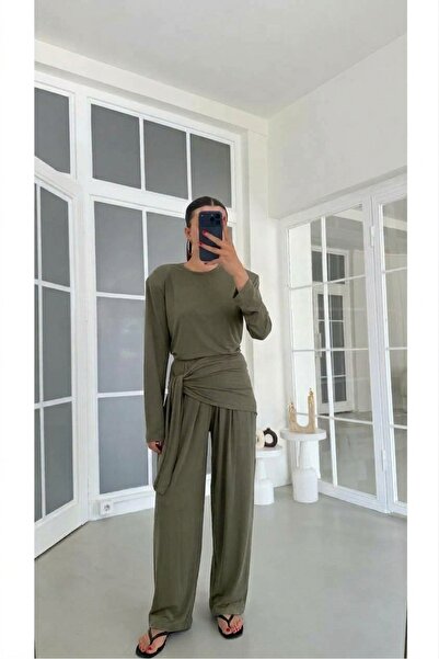 solena sln Bluză căptușită pentru femei, pantaloni, set modal din 3 piese