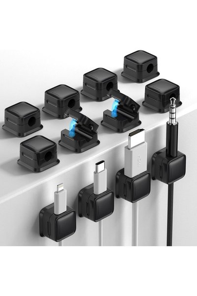 Generic 12 Pack Cord Organizer Spring Cable Holder Clips Desk Cable Managemen...