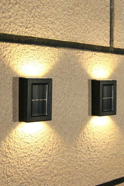 AYACO 2'li Solar Bahçe Aydınlatması Güneş Enerjili Duvar Lambası Çift Taraflı Aplik Işık Led Işık