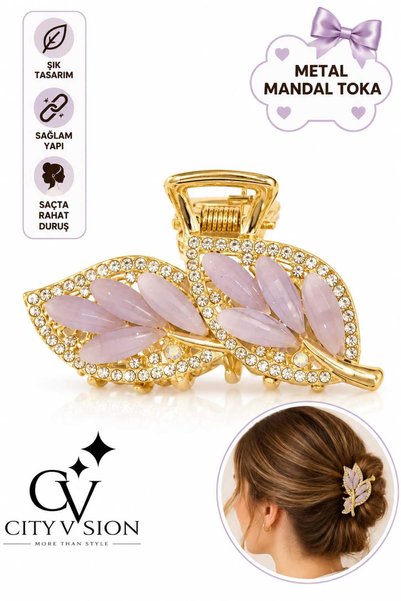 cityvision Leaf Model Purple Color Metal Hairpin