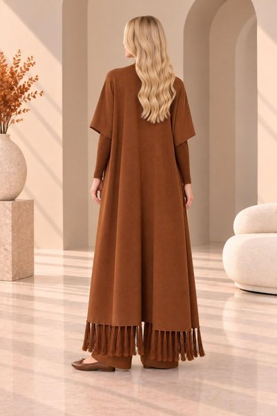 newmisal Women's Tasseled Detail Triple Knitwear Set