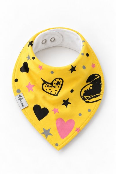 hepbaby 3-Piece Baby Feeding Bib Cotton Fleece Bottom Snap Fastener Scarf Bib Pink Yellow Powder
