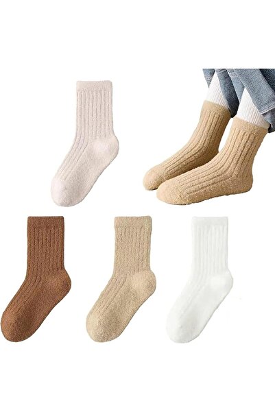 Generic 4 أزواج من الجوارب الدافئة المريحة للأطفال في فصل الشتاء، جوارب قطنية...