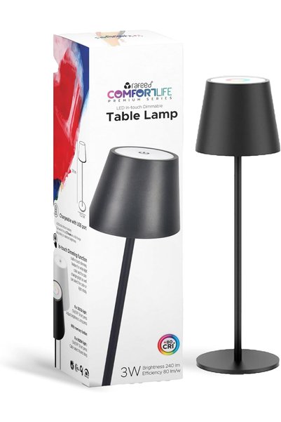 Generic مصباح طاولة لاسلكي (إضاءة RGB + إضاءة دافئة 3000K) (أسود)، بطارية قاب...