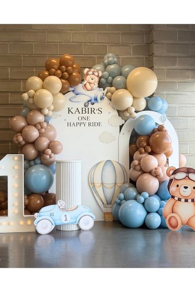 Çemrek Süs Parti Glass Blue Beige Desert Sand Coffee Balloon Chain Set of 100