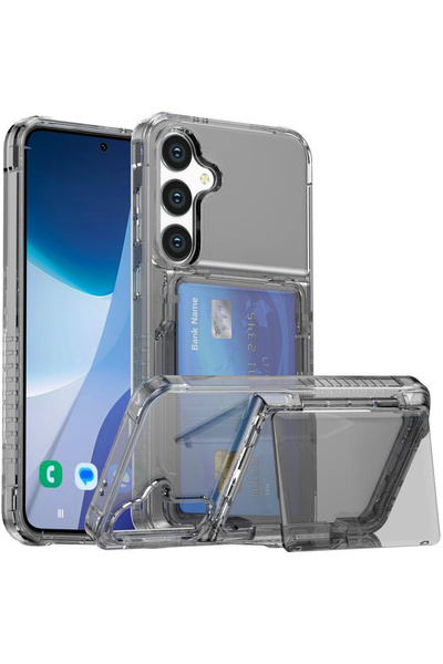 XGSM Husă pentru Samsung Galaxy S24+ Plus, cu suport carduri, Transparent / N...