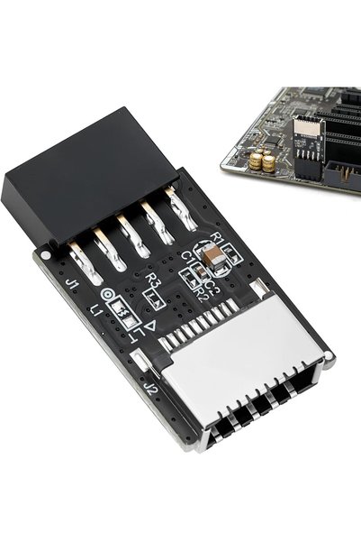 Generic وصلة USB 2.0 داخلية (9 دبابيس) إلى منفذ Type-C (20 دبابيس) 3.1/3.2 لت...