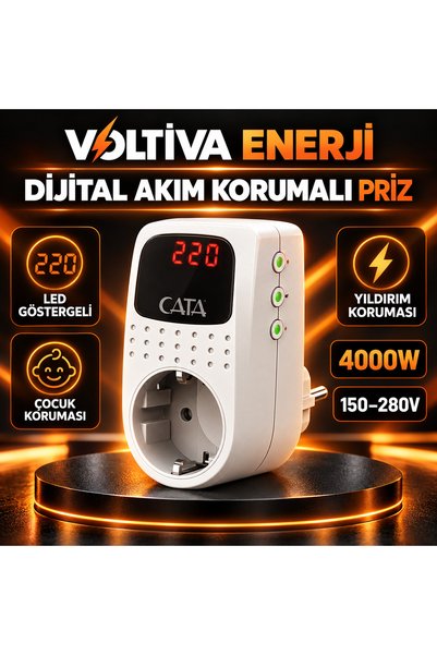 Cata Dijital Göstergeli Akım Korumalı Priz