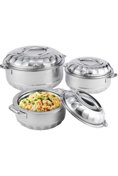 Generic مجموعة حاويات طعام معزولة حرارياً من الفولاذ المقاوم للصدأ، 3 قطع، سع...