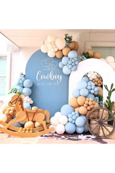 Çemrek Süs Parti Glass Blue Beige Desert Sand Balloon Chain Set of 100