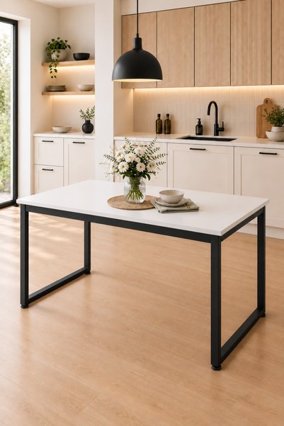 Flinder 70x120 Mutfak Masası, Yemek, Metal Ayaklı, Ayarlanabilir Ayaklı, 70x1...