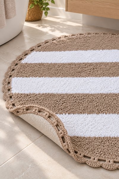 ALANUR Bodrum Tufting Cotton Handmade Knitted 90 X 90 cm Rug 112
