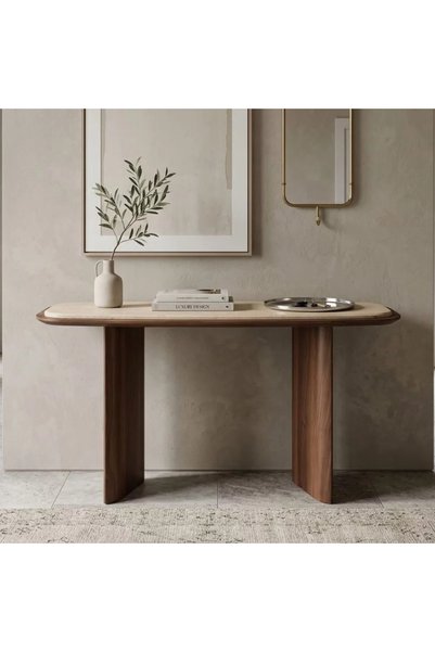 Generic Modern Wooden Console Table with Elegant Design - Beige and Brown - 1...