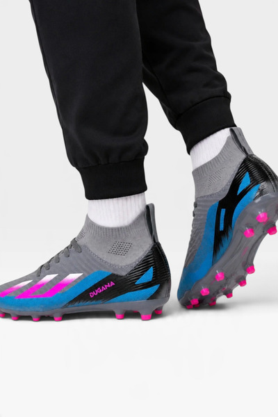 Liger Men's football socks with cleats - grey-fuchsia