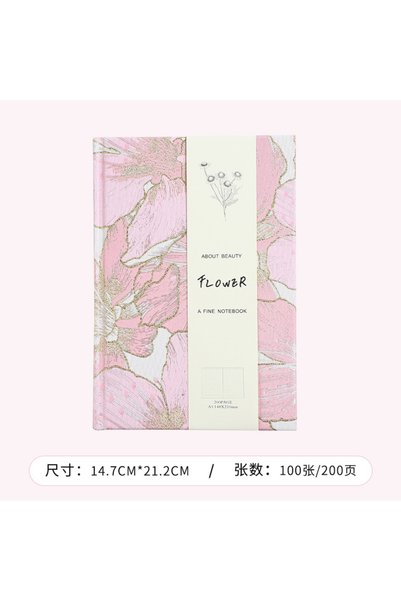 Choice A5 14.7X21.2CM B Peony Fabric Notebook A5 Lined Hardcover Golden Glitt...