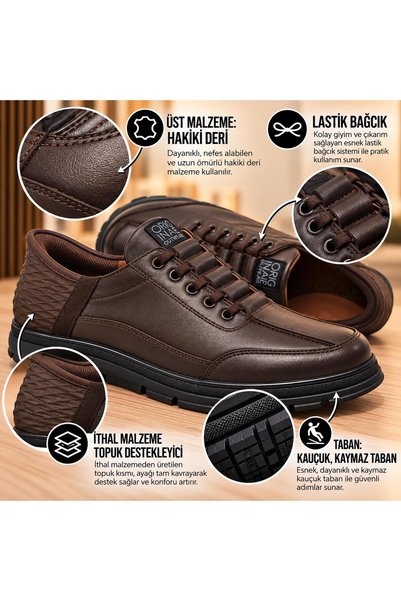 Taşpınar Ayakkabı Taşpınar 100% Genuine Leather Men's Daily Orthopedic Winter Rubber Non-Slip Sole Easy to Wear New Season a
