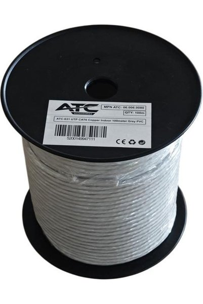 ATC Καρούλι Καλωδίου UTP CAT6 Εσωτερικού Χώρου με Χαλκό Cu, Γκρι PVC, 100μ - ...