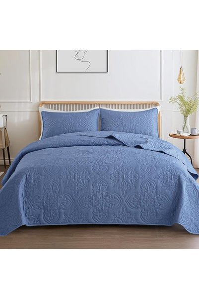 Whale Flotilla Quilted Bedspreads 2 Piece Twin Size Floral Bedding Set