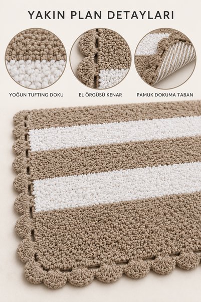 ALANUR Bodrum Tufting Cotton Handmade Braided Mat 112 (70 X 120 cm)