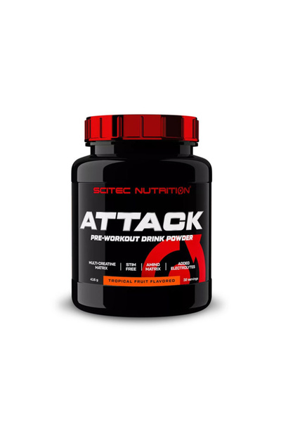 Scitec Attack - Pre-antrenament, Fructe tropicale, 416 g