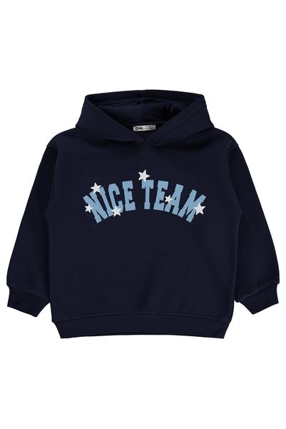 Civil Girls Nice Team Printed Sweatshirt for Ages 6-9 - Navy Blue
