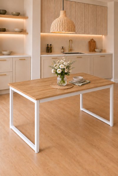 Flinder 70x120 Mutfak Masası, Yemek, Metal Ayaklı, Ayarlanabilir Ayaklı, 70x1...