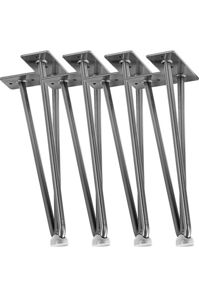 STILISTA Set de 4 picioare de masa, 30 cm, 3 tije argint