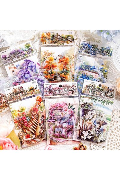 Generic 6-Style Vintage Floral Sticker Set (180pcs) - PET Garden & Botanical ...