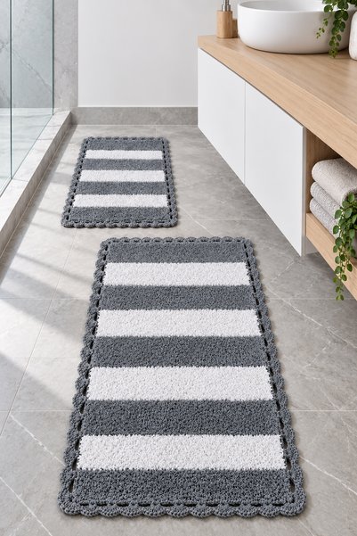 ALANUR Bodrum Tufting Cotton Handmade Knitted 2-Piece Mat 112