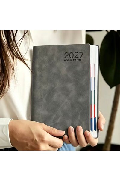 Choice مفكرة يومية رمادية 2027 من الجلد الصناعي - دفتر يوميات لإدارة الوقت لم...