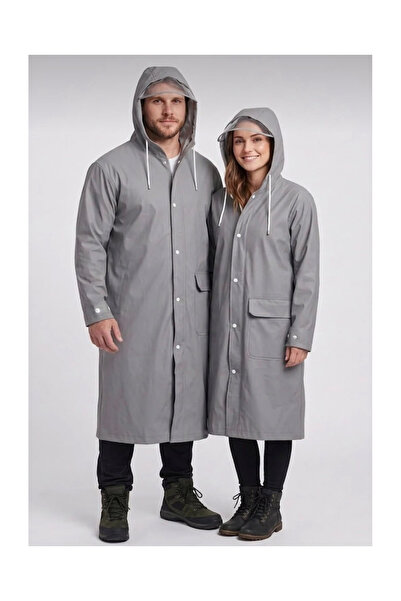 Mashotrend Yağmur Koruyucu Şeffaf Yağmurluk Unisex - Uzun Boy Su Geçirmez Kapüşonlu Eva Manto