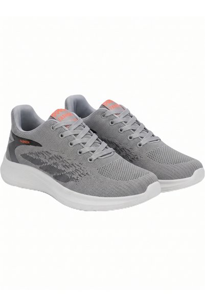 Generic Brand H&K Global Men's Lightweight Running Shoes - Grey Knit Mesh Ath...
