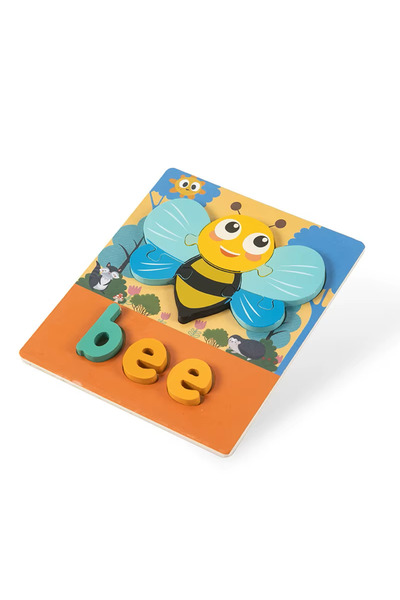OEM Ξύλινο Εκπαιδευτικό Παζλ με Λέξη ”bee” SDS-26080