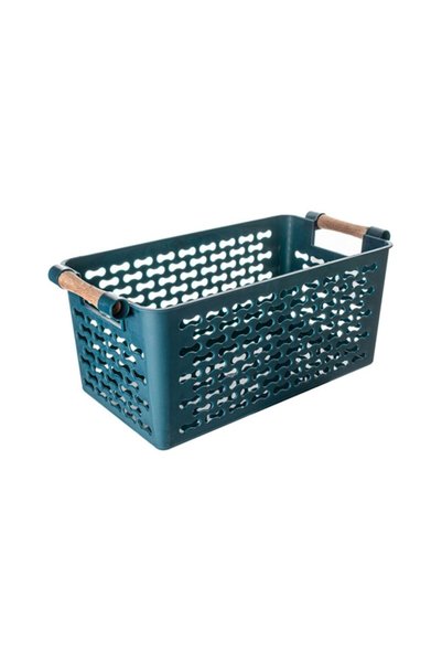 Urban Living Coș de depozitare verde cu mânere, din plastic, 29x14x12 cm
