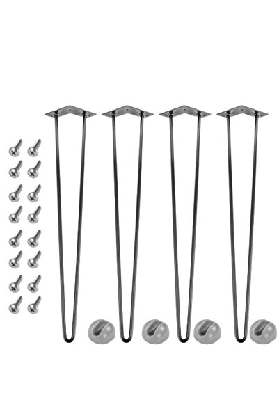 STILISTA Set de 4 picioare de masa, 30 cm, 2 tije argintiu