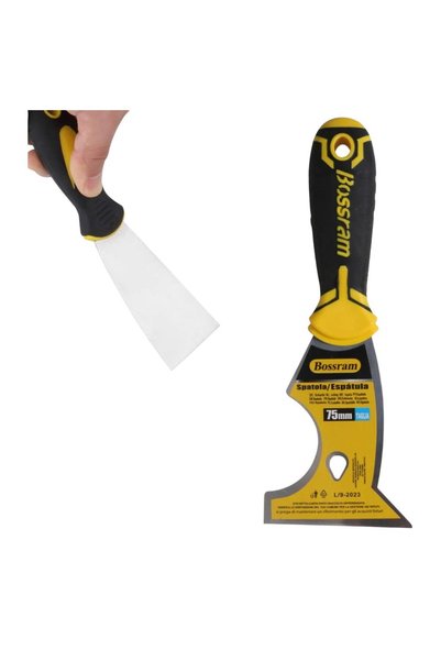 OEM Σπάτουλα - ξύστρα Bossram 6 σε 1 με Inox λάμα 75mm και πλαστική λαβή