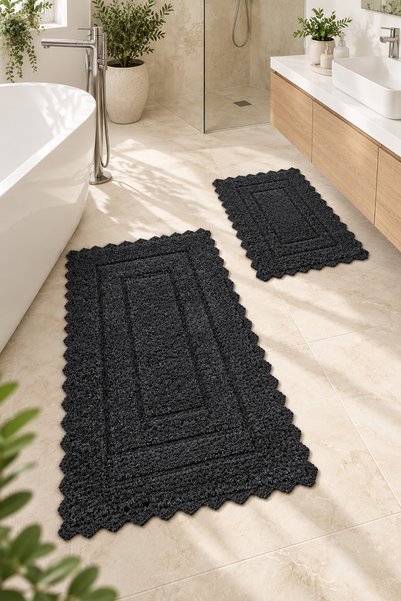 ALANUR Bodrum Tufting Cotton Handmade Knitted 2-Piece Mat 110