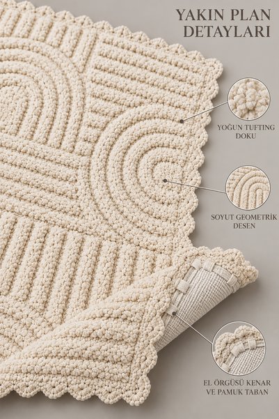 ALANUR Bodrum Tufting Cotton Handmade Braided Mat 113 (70 X 120 cm)