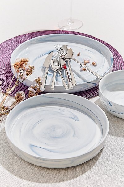 Paşabahçe Marble Porselen Pasta Tabağı Mavi