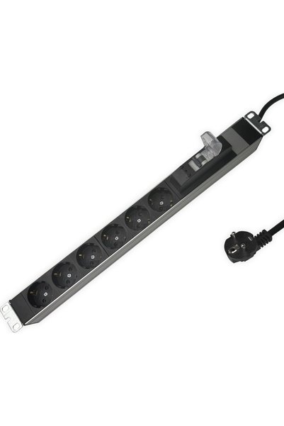 Edision Πολύπριζο Rack 19'' 1U Αλουμινίου 6 Σούκο 16Α 4000W με διακόπτη