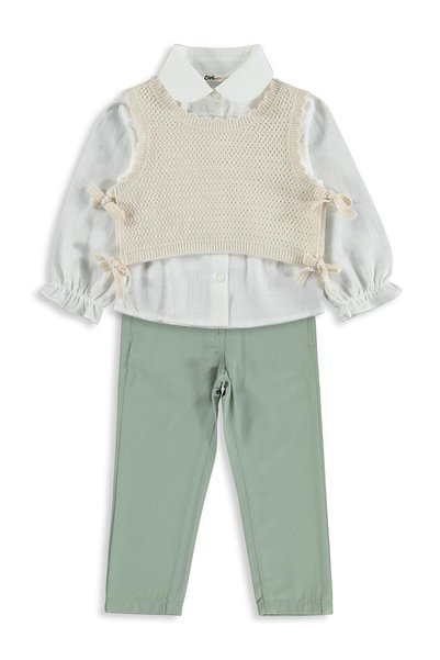 Civil Girls 2-5 Years Old Set with Sweater - Green
