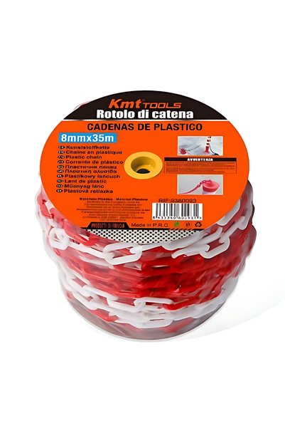 OEM Πλαστική αλυσίδα προειδοποίησης 8mm x 35m κόκκινη-Λευκή Kmt Tools 9360093
