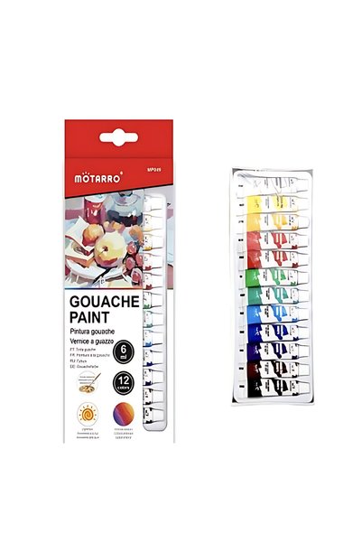 OEM Σετ τέμπερες Gouache 12 χρωμάτων 6ml Motarro MP049