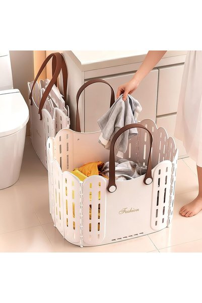 Generic 55L Plastic Laundry Baskets, Collapsible & Foldable Laundry Hamper wi...